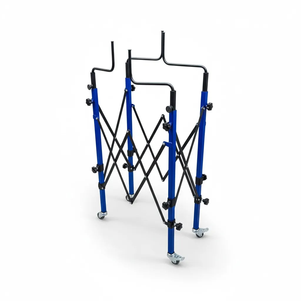 PDR INOX accordion stand shown in the fully folded closed position