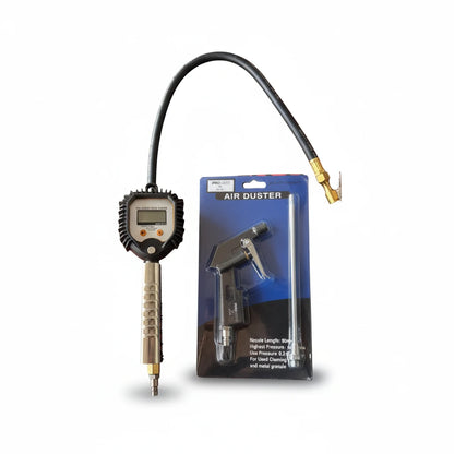 Close-up of the digital tire inflator and air blow gun
