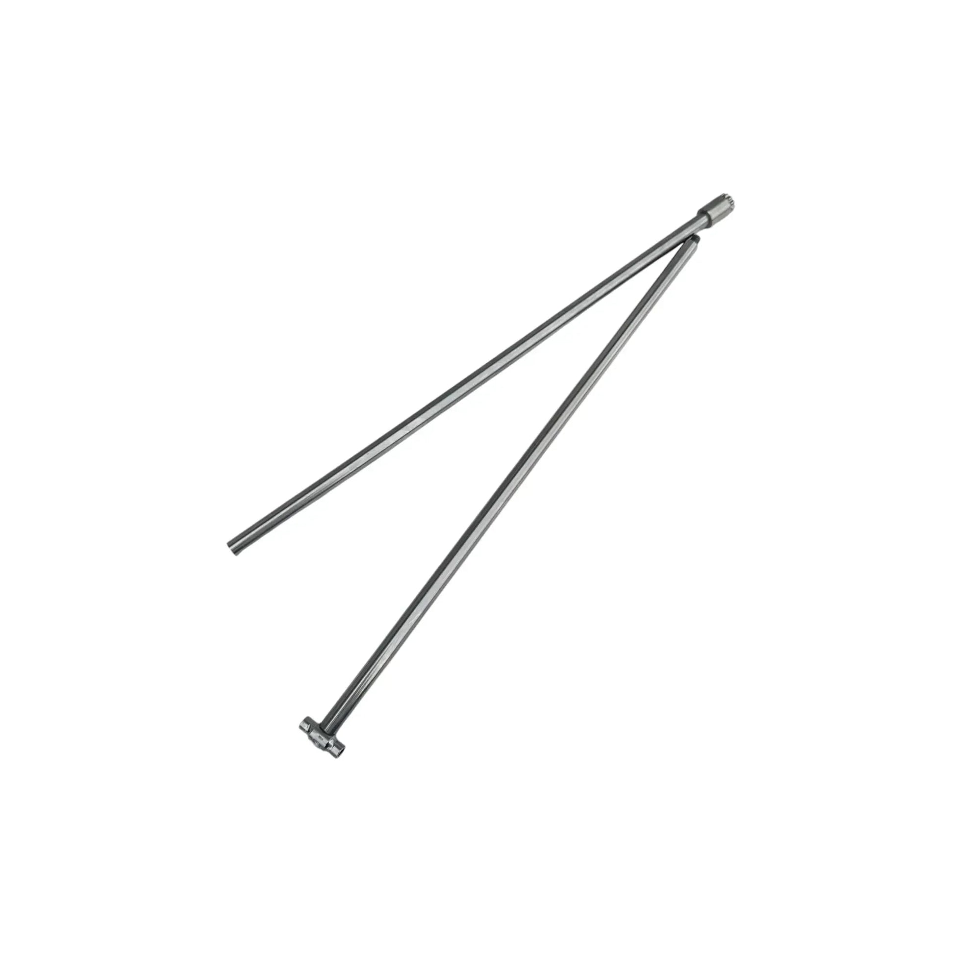 Close-up of the extreme 14mm thick steel shaft for massive power