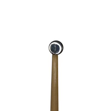 Close-up of the contoured wooden grip on the PDR INOX hammer