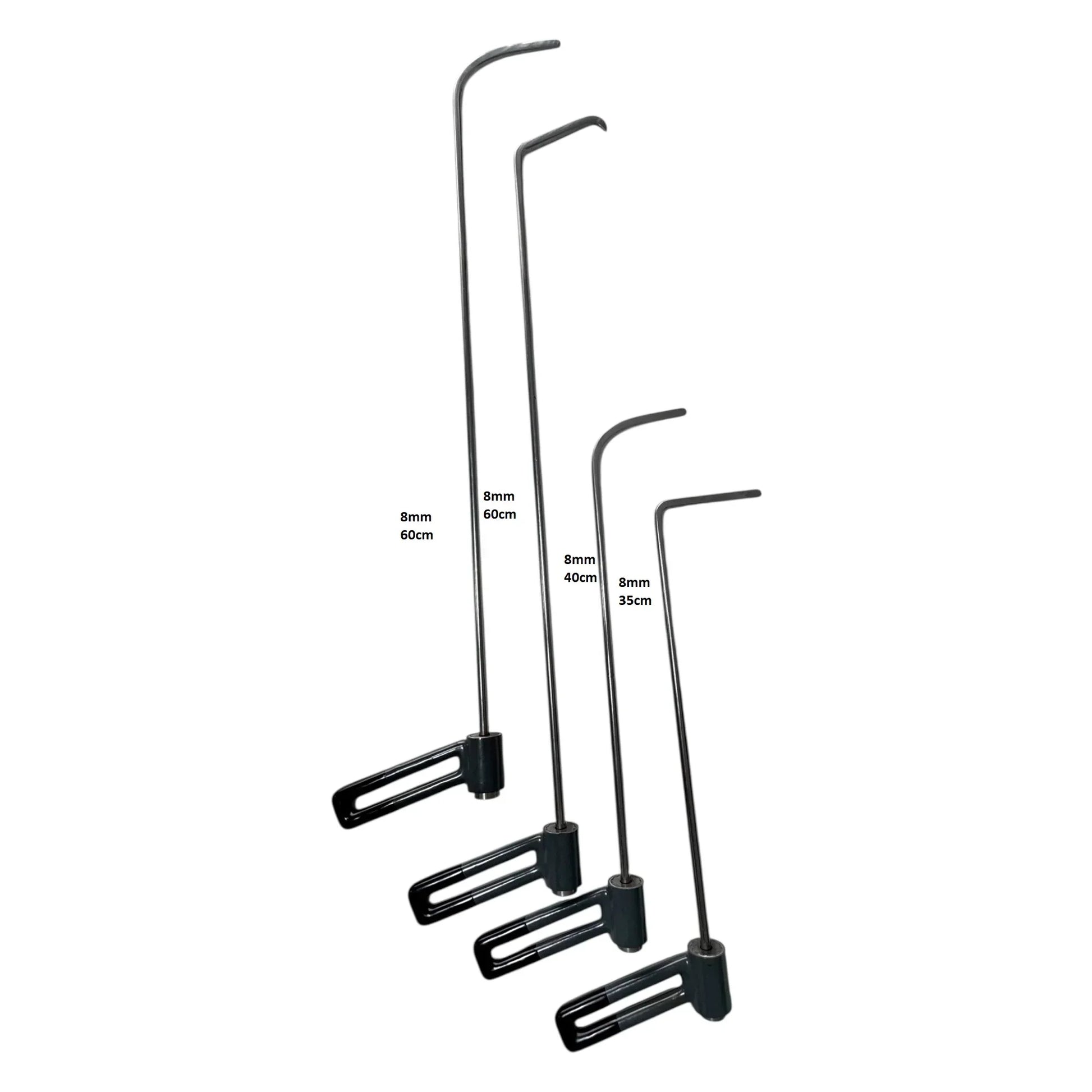 Close-up of the 360-degree rotating handles on the PDR rods