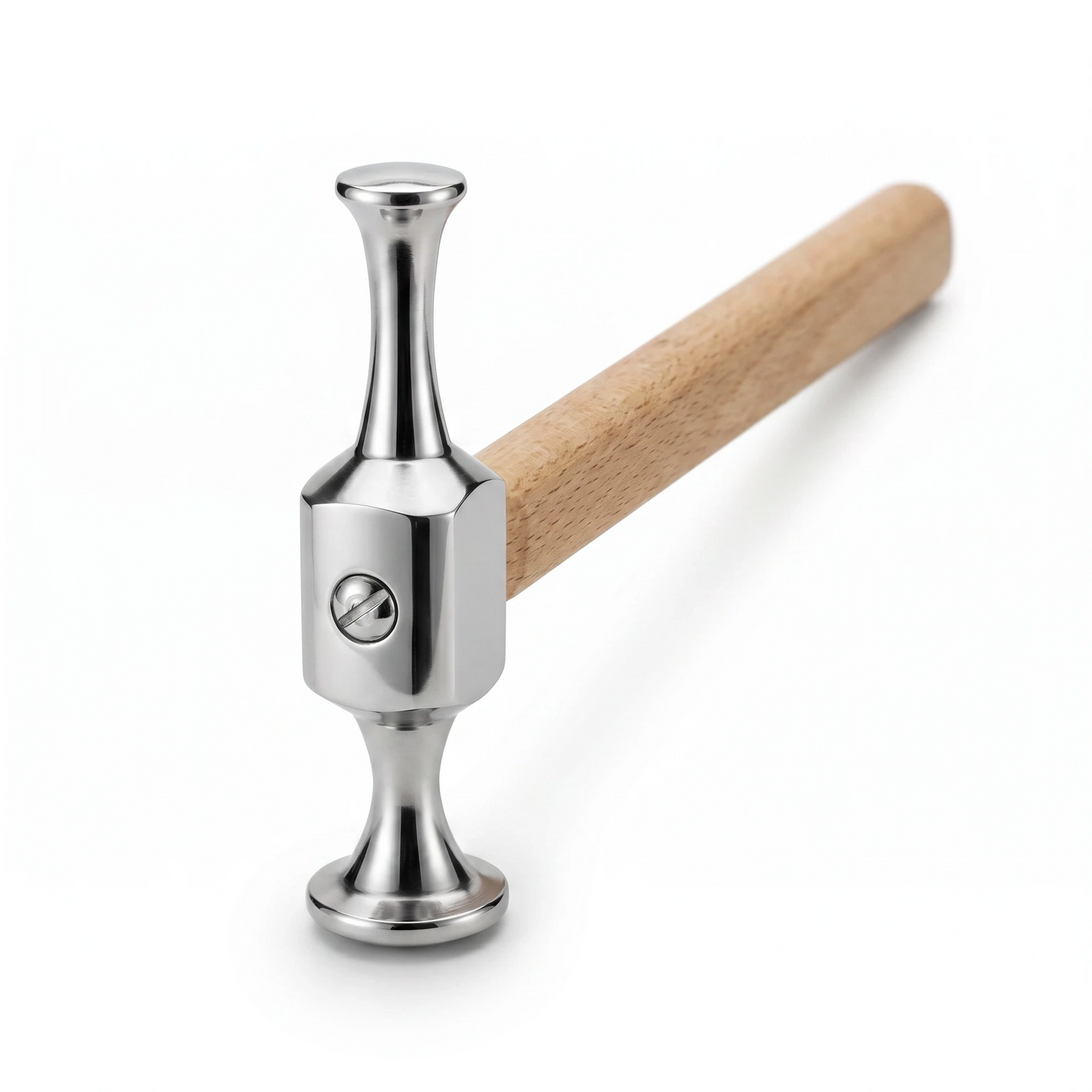 PDR INOX ergonomic wood handle car dent hammer with interchangeable aluminum and steel head options.