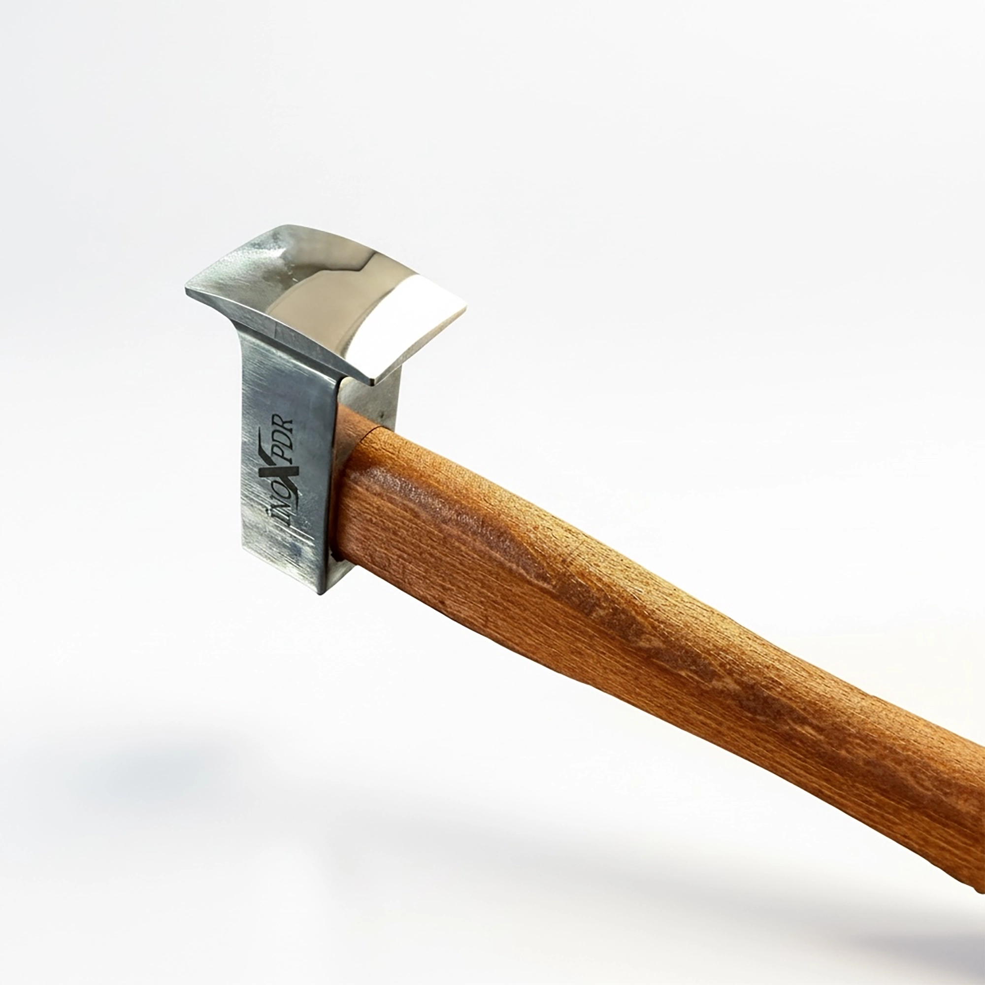 PDR Uzbek-Style anvil hammer with premium magnetic wooden handle and a high-polished 55x60mm square face for professional paintless dent repair blending.