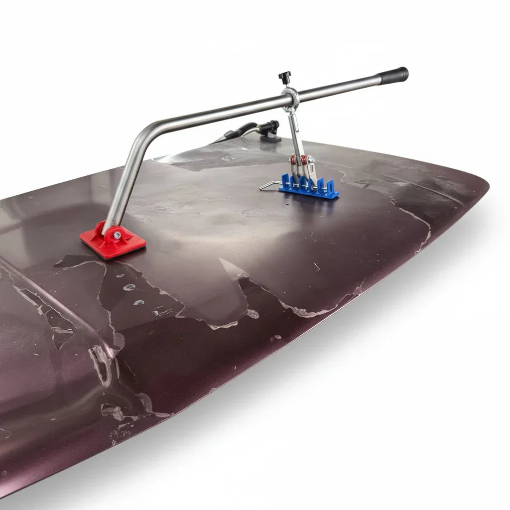 PDR INOX dent pull handle extracting a deep vehicle crease