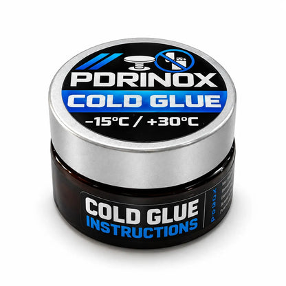 PDR INOX Cold Glue jar with application instructions label