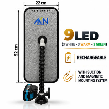 Rückansicht der kabellosen 9-LED-PDR-Lampe