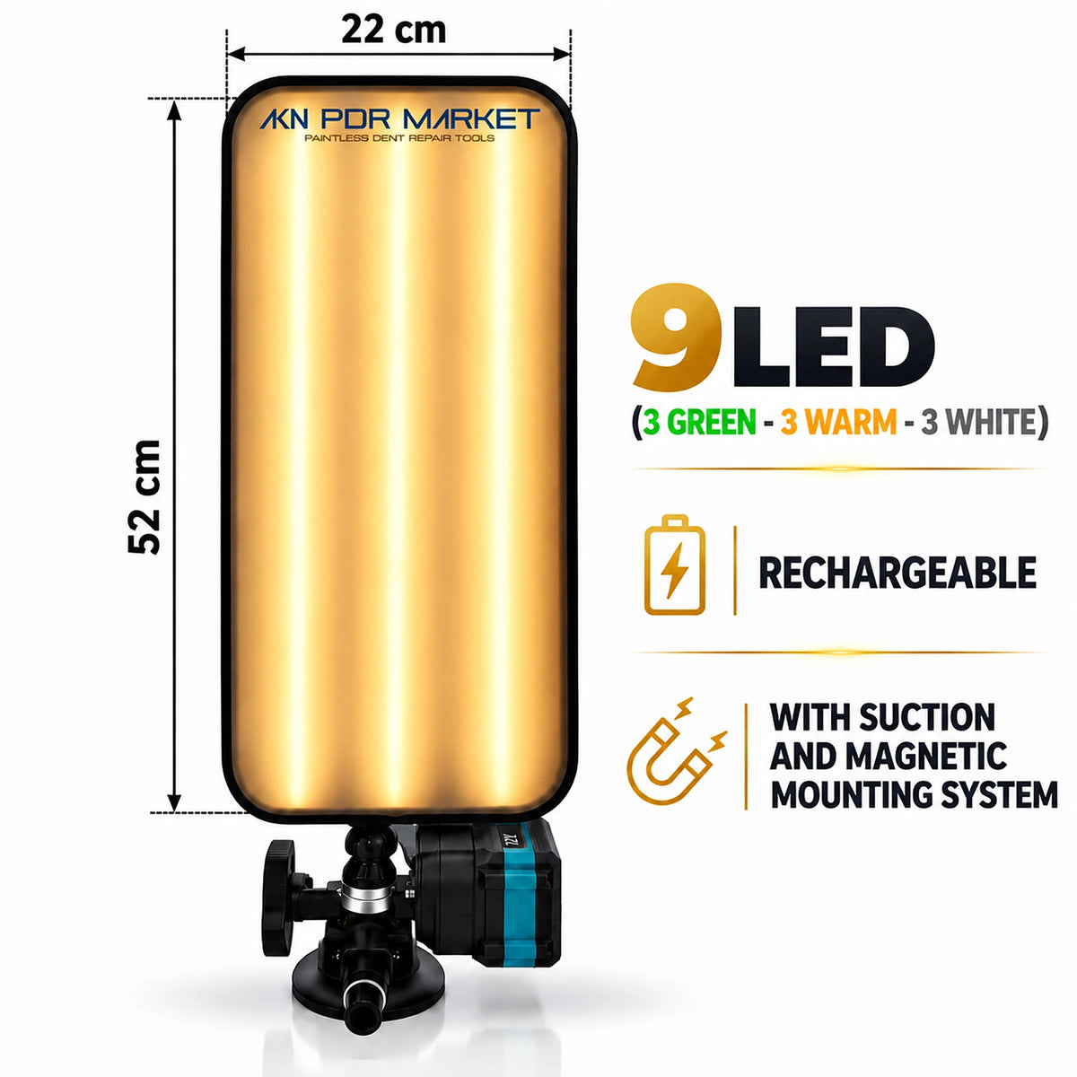 Kabellose 9-LED-PDR-Lampe im Warmlicht-Modus