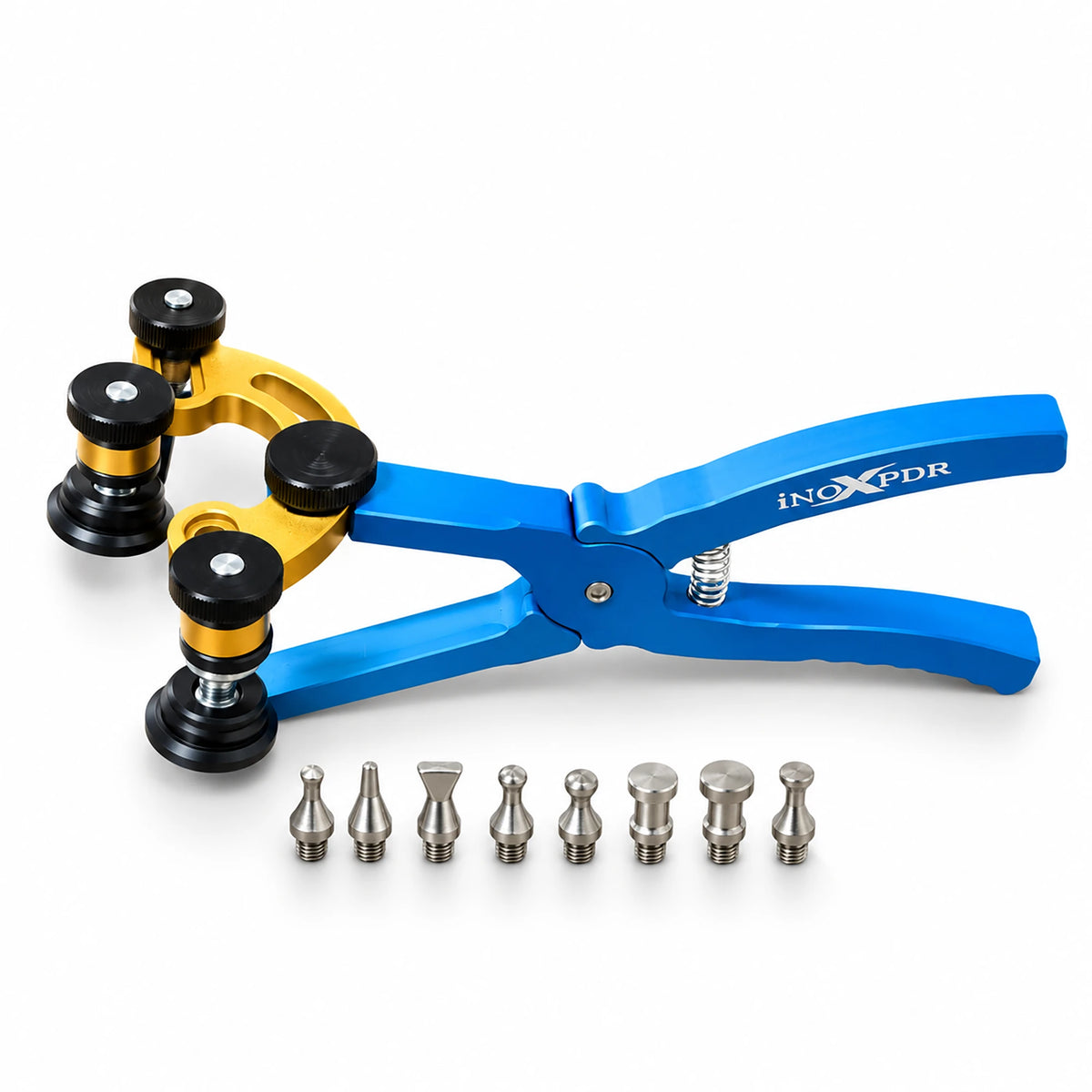 Pince de réparation des bords PDR INOX bleue avec pieds réglables en hauteur et embouts