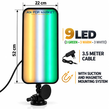 Electric 9-LED PDR light with suction cup and magnet mount