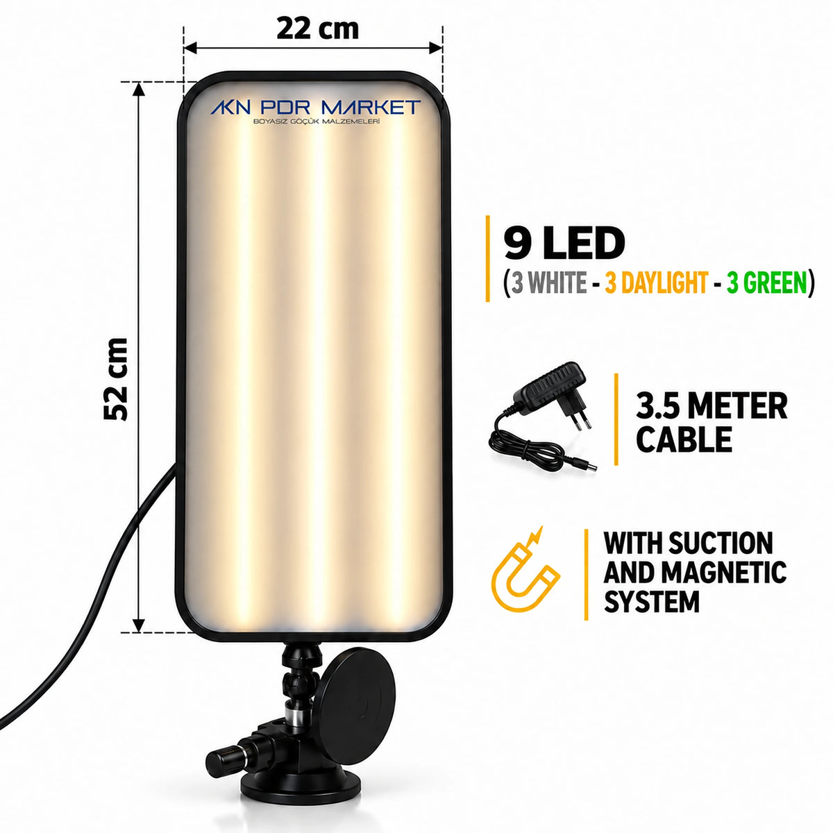 Elektrische 9-LED-PDR-Lampe im Warmlicht-Modus