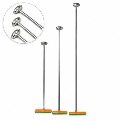 Asti Edition 3-piece straight horizontal oval head PDR rod set with T-handles, 10mm