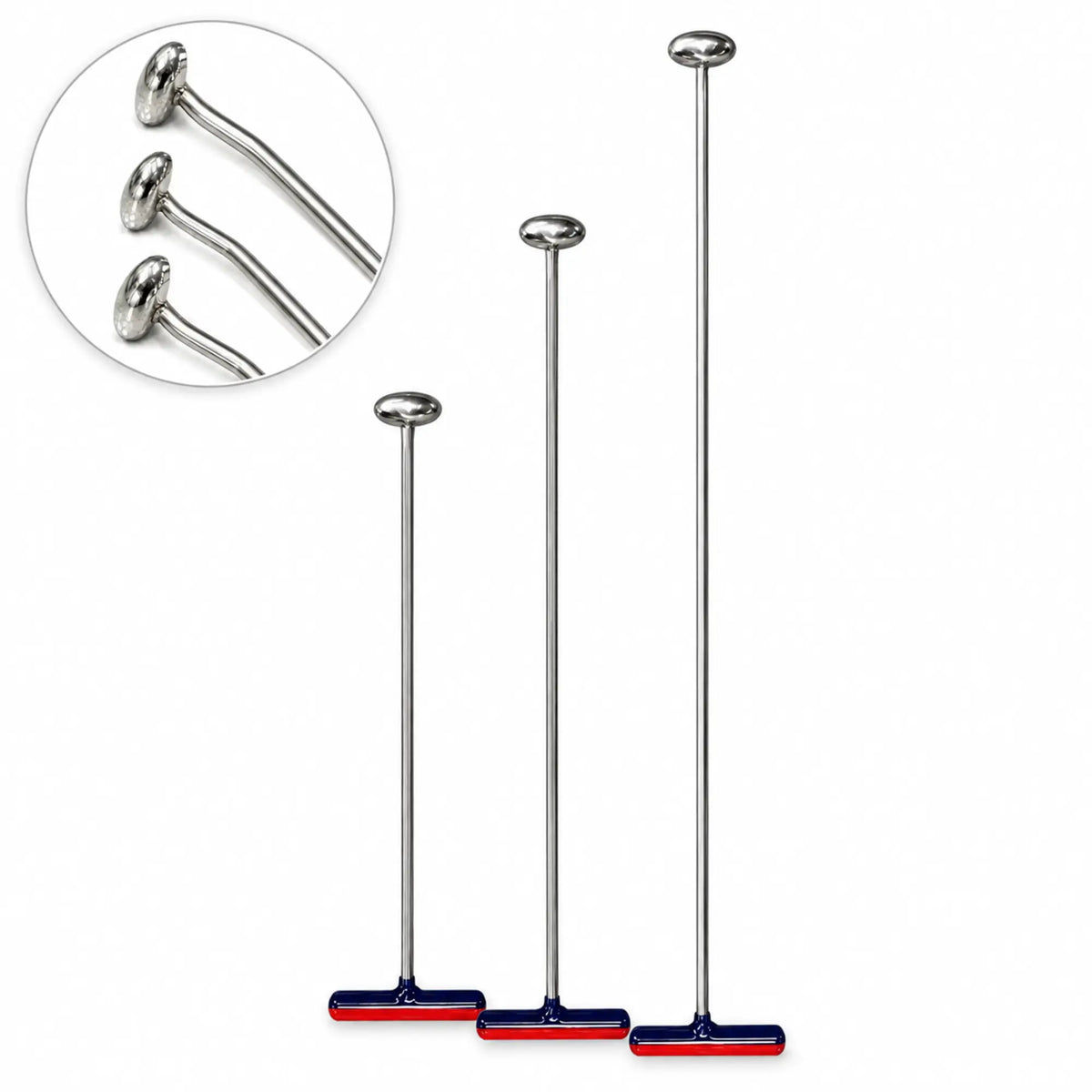 Varese Edition 3-piece 155° curved horizontal oval head PDR rod set with T-handles, 10mm
