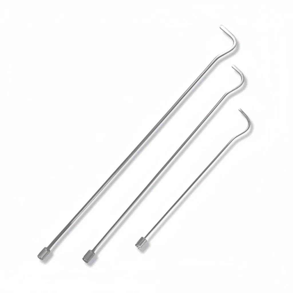 Heavy-duty 8-12mm rods with round tips for safe PDR correction