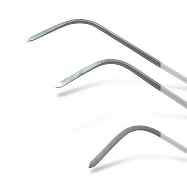 Single-curve steel rods with pointed tips for pinpoint PDR