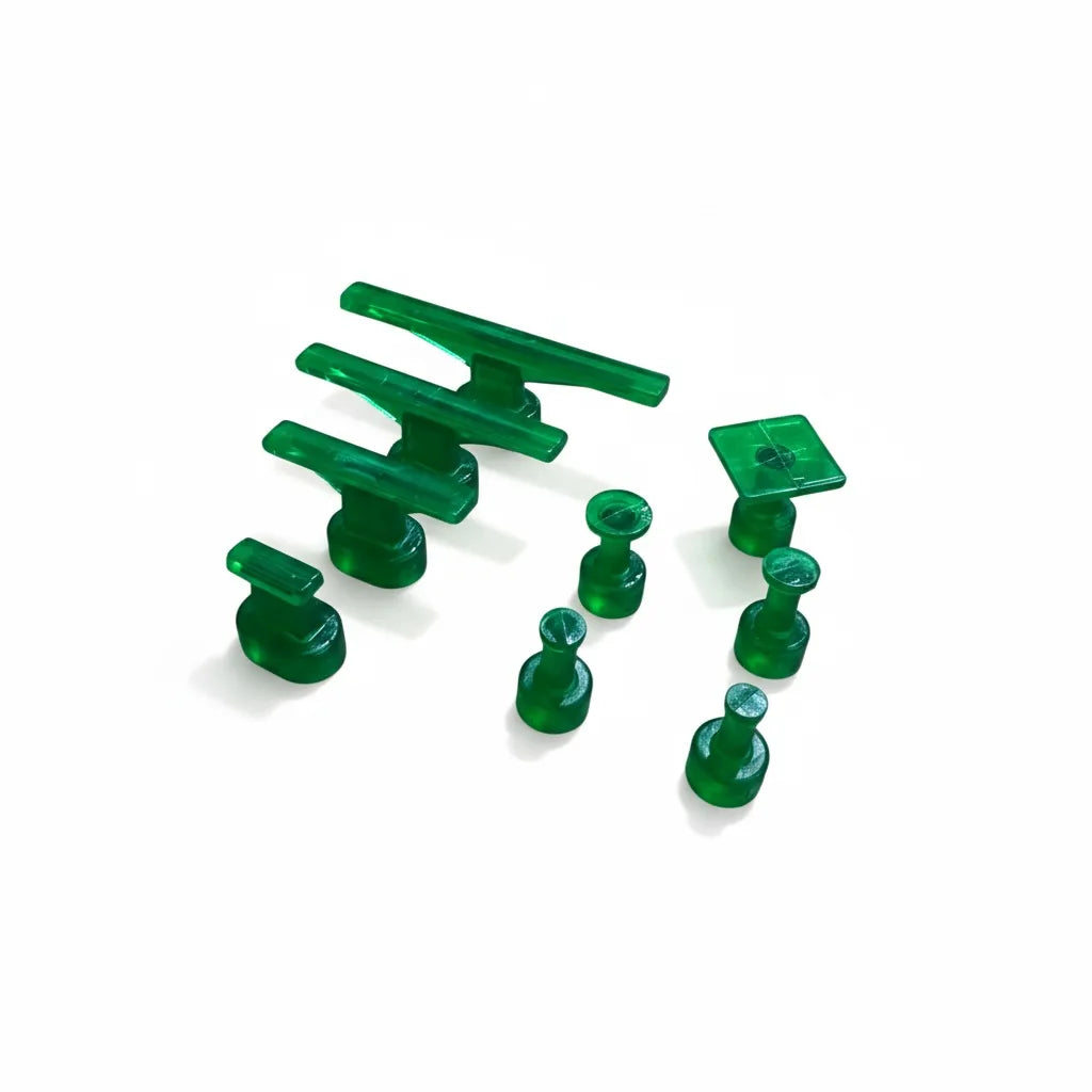9-piece transparent green PDR glue tabs set by PDR INOX