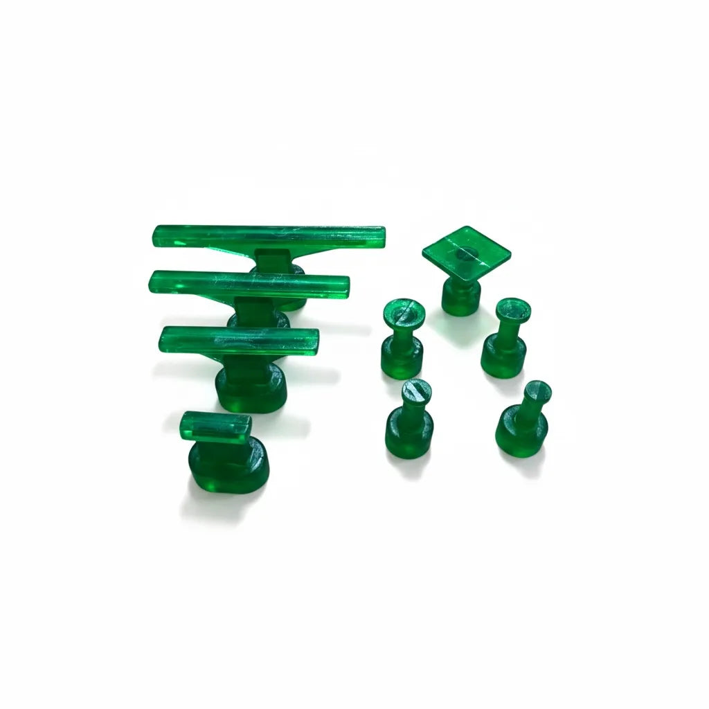 Various sizes of transparent green PDR pulling tabs