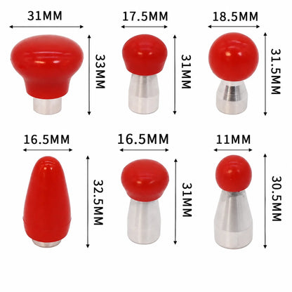 PDR INOX 6-Piece Multi-Shape Red Rubber PDR Tips Set