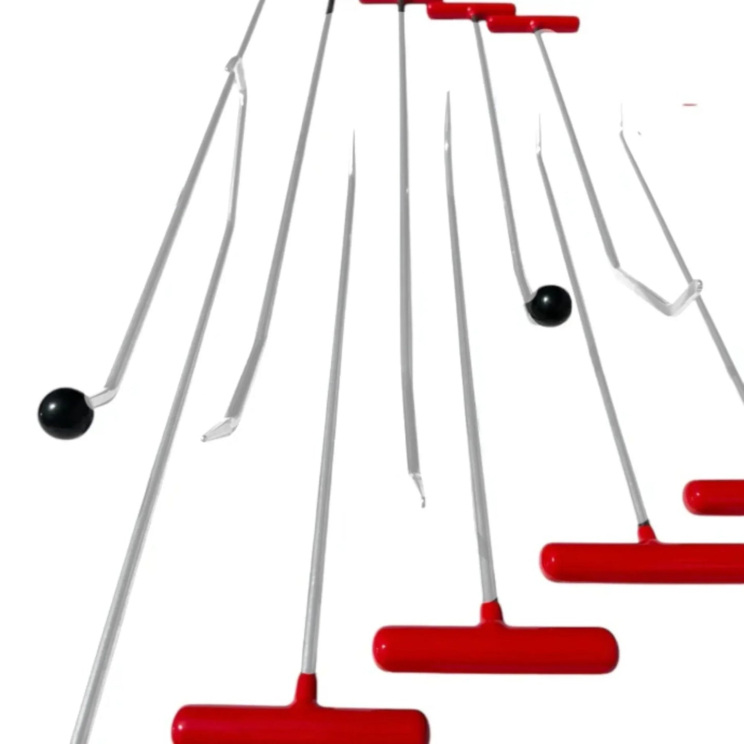 Full 10-piece layout of the interchangeable tip PDR tool set