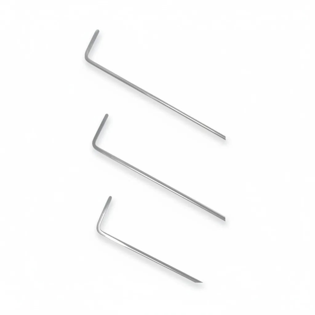 Close-up of the mid-length steel shafts in the Kaunas set
