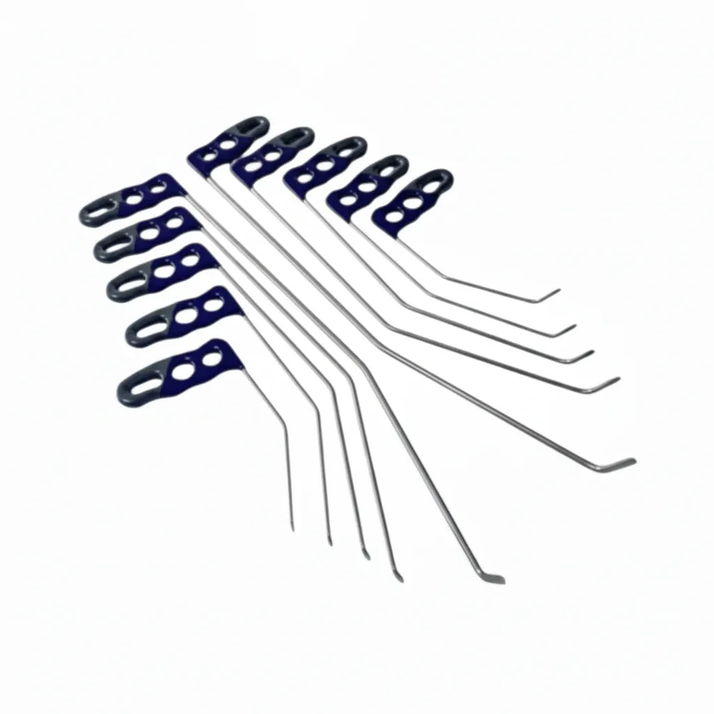 PDR INOX double-curved rod blending a soft vehicle dent
