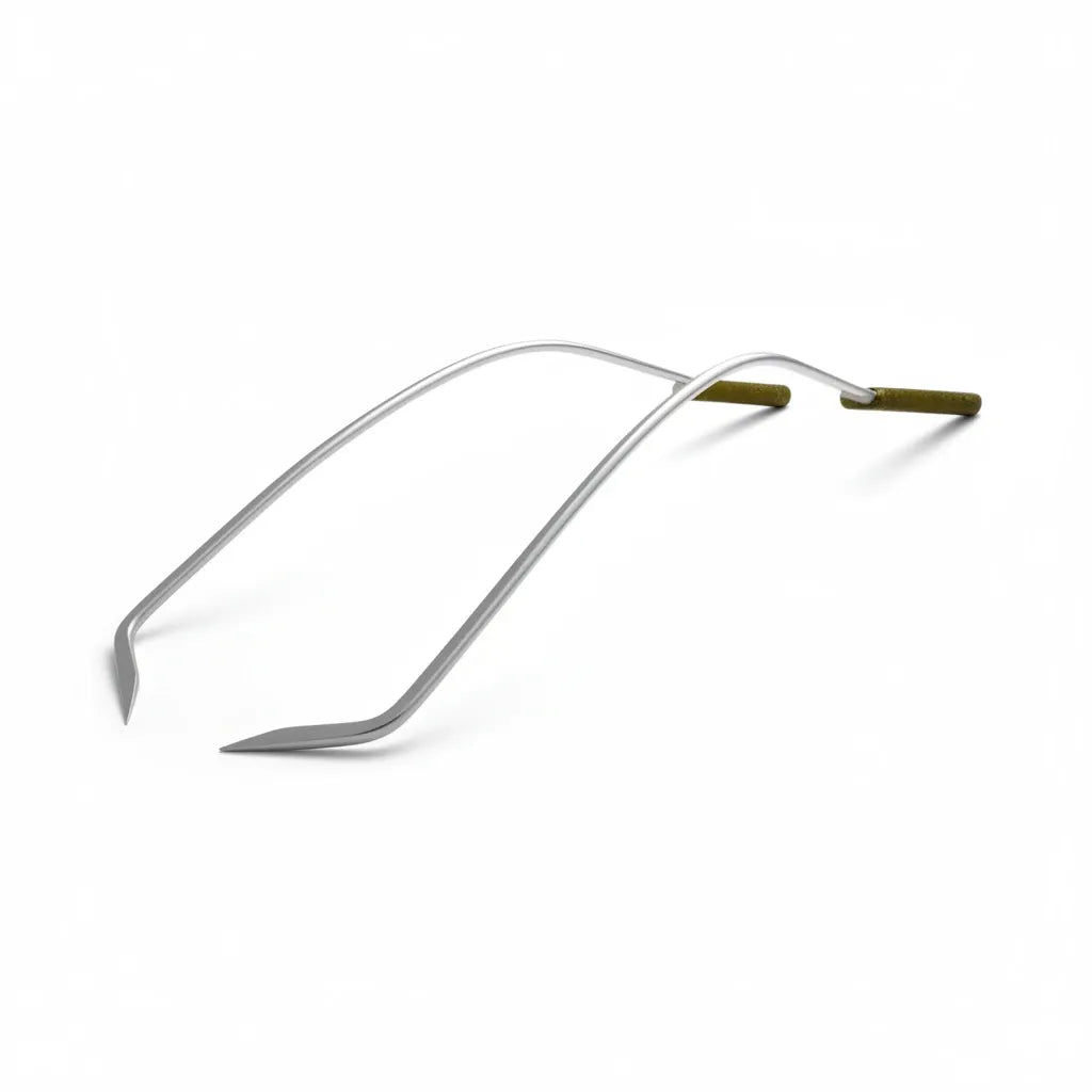 Close-up of the left and right custom bends on Nivora Edition rods