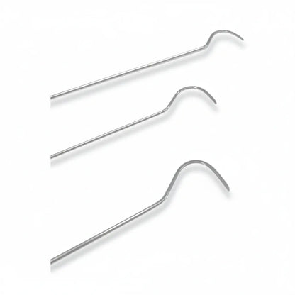Close-up of the sharp tip on the Novira Edition long C-bend rod