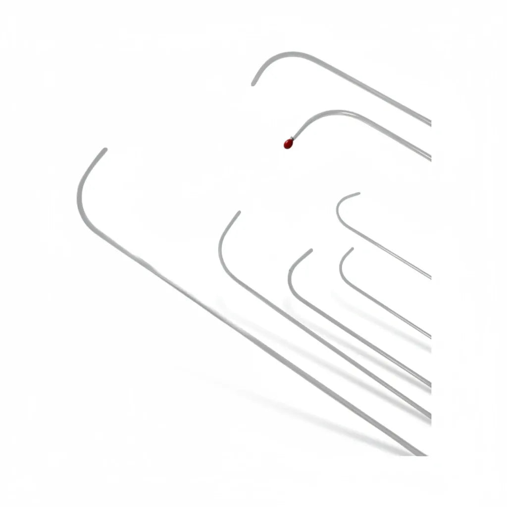 Close-up of the ergonomic black grip handles on Savona rods