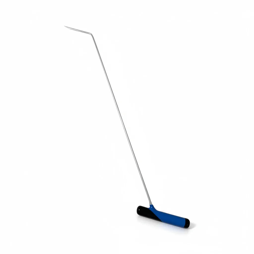 Close-up of the sharp tip on the Zyflora Edition angled handle rod