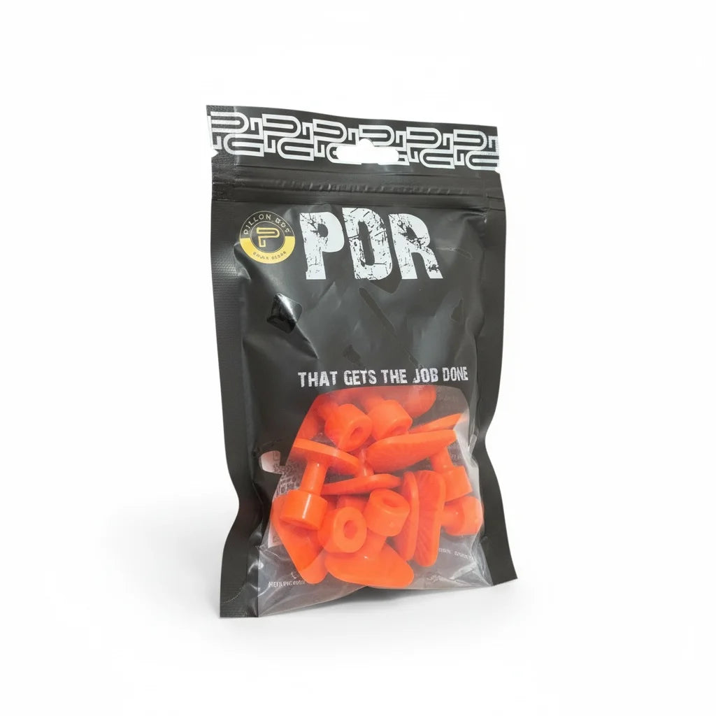 Triangular PDR pulling tab designed for tight corners