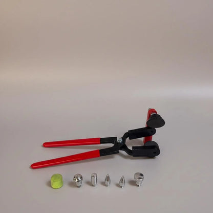 Close-up of the 6 interchangeable tips on the PDR pliers