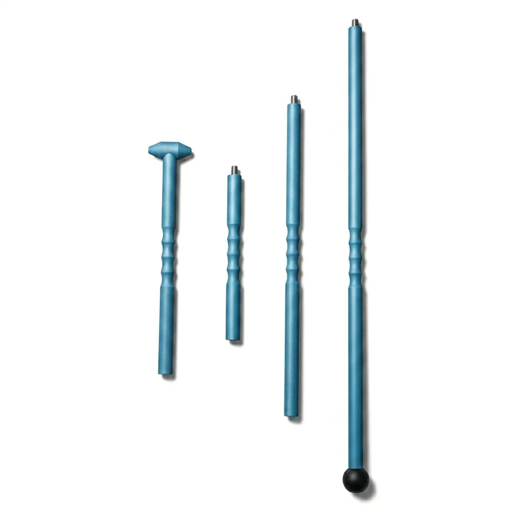 Close-up of the 25mm heavy-duty PDR INOX aluminum roof rod showing zero-flex design for dent technicians