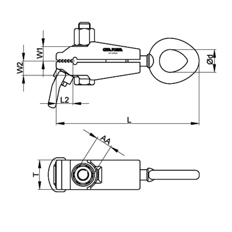 Narrow Jaw 3-Way Auto Body Pull Clamp - 5 Ton Capacity
