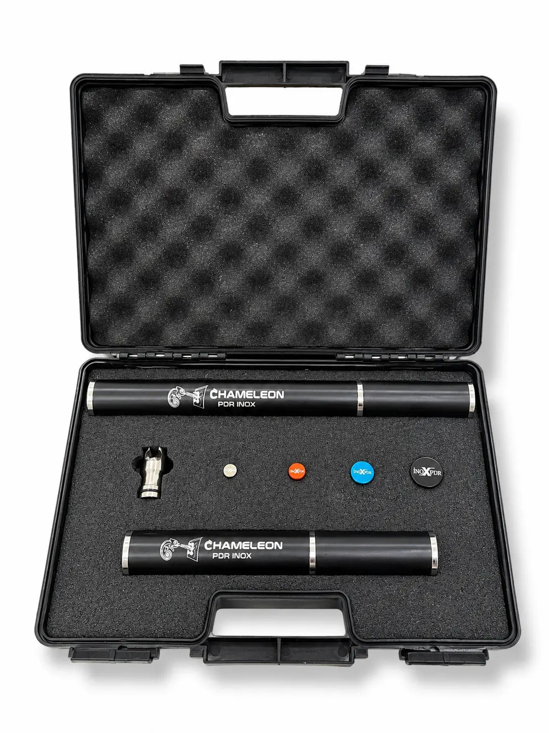 Chameleon PDR INOX Omnia Master Series dual blending rod system with short and long bars in a premium case.