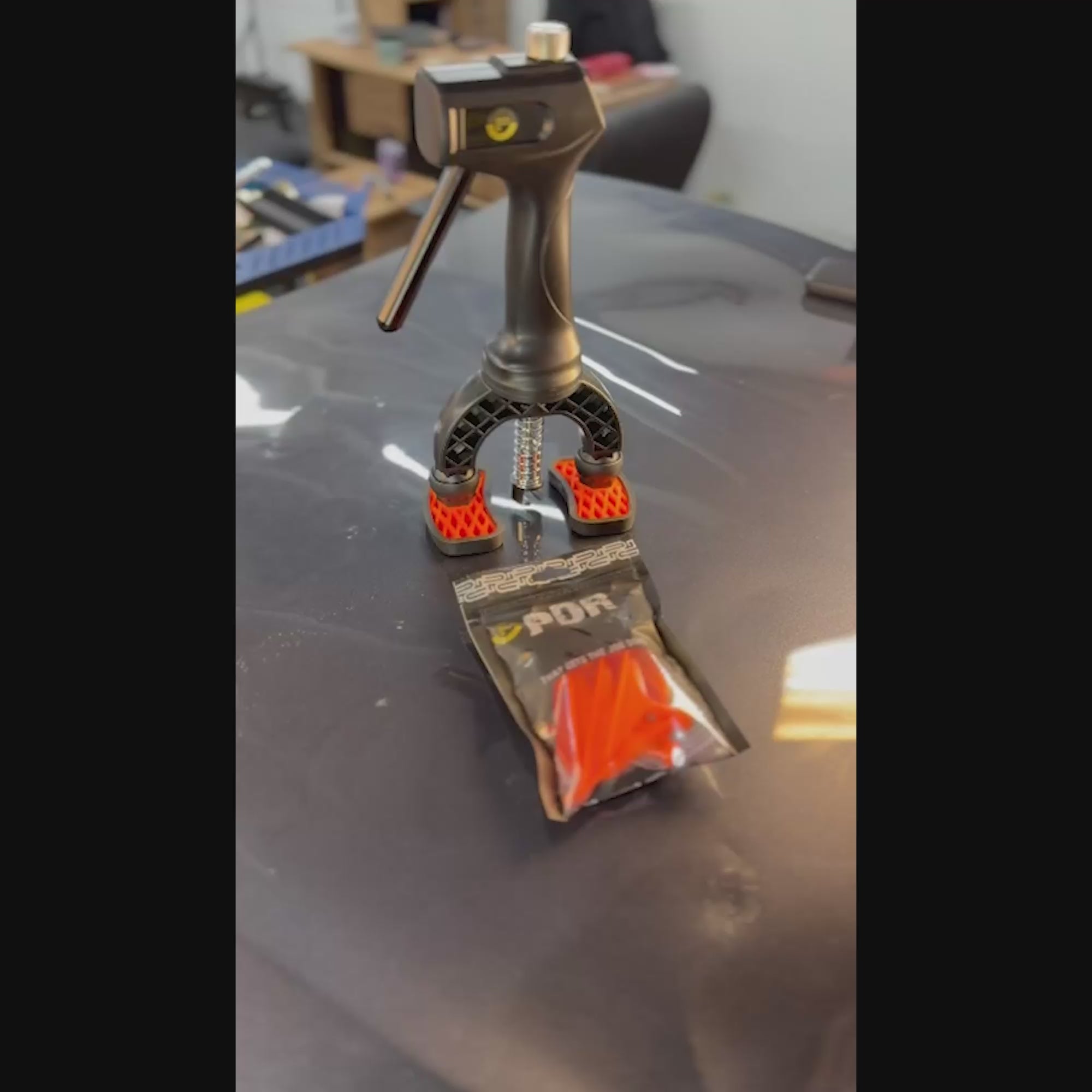 PDR INOX 7x70mm long crease tab lifting a deep panel dent